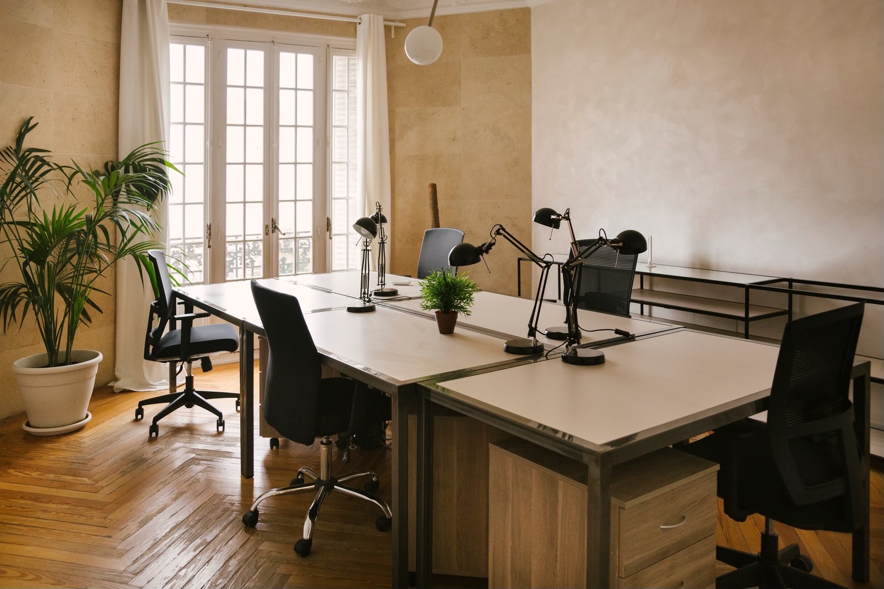 Office workspace prepared for managed commercial cleaning